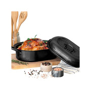 GraniteStone Oval Roaster Pan, Medium 18.8 Ultra Nonstick Roasting Pan with Lid