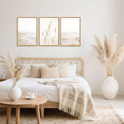 HPNIUB Modern Beach Artwork Seascape Wall Art, Seaside Framed Painting, Reed Pathway Picture, Neutral Coastal Landscape, 16x24 in