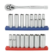 Hyper Tough 43235 19-Piece 3/8 in Drive Deep Ratchet and Socket Set, SAE and Metric