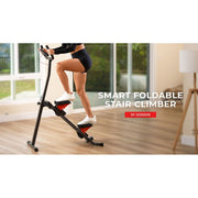 Sunny Health & Fitness Smart Foldable Stair Climber with Balance-Assist Cords, Adjustable Step Range, LCD Monitor, Bluetooth App Compatible, Dark Gray, SF-S025005