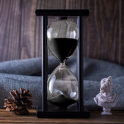 Bellaware Hourglass Timer, 60 Minute, Black Sand, Wooden Frame, 4 x 4 x 8 in