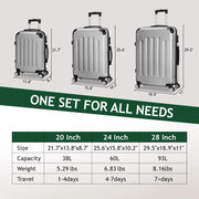 Zimtown 3 Piece Luggage Sets, ABS+PC Expandble Hardside Suitcase