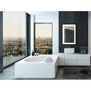 Hamilton Hills Backlit LED Lighted Wall-Mounted Mirror, 24 x 32 in, Polished Rubber and Glass Frame, Touch Controlled Dimmable Lighting, Integrated Defogger, HH1341-BL