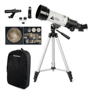 Celestron Moon Mission Travel Scope 70 Refractor Telescope, 70mm Fully Coated Optics, 168x Magnification, Portable with Tripod and Travel Backpack, White, 22009