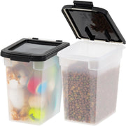 IRIS USA Airtight Pet Food Storage Container, 10 lbs Capacity, 2 Pack, Clear Body with Black Lid, BPA Free, 500305