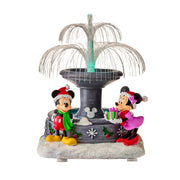 Ruz Disney Light-Up Color Changing Fountain with Mickey Mouse and Minnie Mouse Figurines, Ceramic Christmas Village Accessory