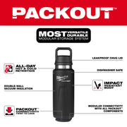 Milwaukee 48-22-8397B Packout 36oz Insulated Bottle With Chug Lid, Black