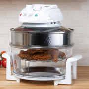 Classic Cuisine Halogen Air Fryer, 17-Quart 8-in-1 Multicooker with Glass and Stainless Steel, White, 82-CC-1000-NW