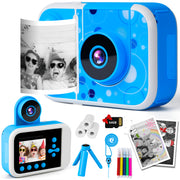 Pink Touch Kids Instant Print Camera, 1080P Dual Lens, Portable Digital Camera with Instant Thermal Printing, Blue, Ages 3-12, K20-BU
