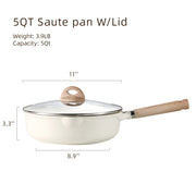 Carote Bon Appetit Collection 5.0QT Nonstick Saute Pan-White