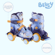 Bluey Kids Training Roller Skates, Adjustable Size 9-12, Light Up 54mm Polyurethane Wheels, ABEC 5 Bearings, Durable PVC, Foam Lining, Unisex, ARO104LU241