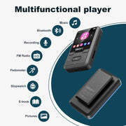 SWOFY Clip On MP3 Player, Portable Wearable Player with 32GB Storage, Bluetooth 5.0, FM Radio, Recording, Pedometer, Black