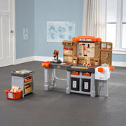 Step2 489099 Play Workshop & Utility Bench, Kids Pretend Play Workbench - Grey, Orange