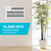 Arctic Wind Through-The-Wall Air Conditioner 12,000 BTU Cooling 10,600 BTU Supplemental Heat 230V for Rooms up to 550 Sqft with Remote Control