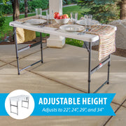 Lifetime Height Adjustable Folding Table, 4 Foot, White Granite, Alloy Steel Frame, Fold-In-Half, 80952