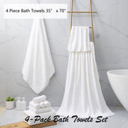 Jessy Home Oversized Blue Bath Towel Set, 8 Piece, 600 GSM Microfiber, Extra Large Bath Sheets 35