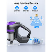 Laresar V10 Lite Cordless Stick Vacuum Cleaner, Lightweight, Purple