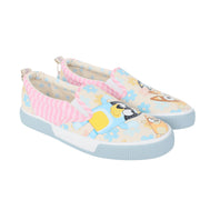 Ground Up Bluey Women's Slip On Casual Sneakers, Canvas Upper, Rubber Outsole, White, Size 7