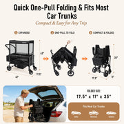 TouHeart 2 Seater Wagon Stroller with Adjustable UPF 50+ Canopy, All-Terrain EVA Wheels, Folding Design, Gray, JML003