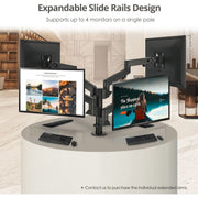Siig Dual Arm Articulating Monitor Desk Mount, Adjustable Tilt Swivel Rotation, Fits 14 to 30 Inch Monitors, Supports 17.6 lbs Each, VESA 75x75 100x100, C-Clamp and Grommet Mount, Black, CEMT3E11-S1