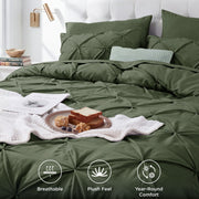 U by Bedsure Queen Comforter Set, Olive Green, 7-Piece Pinch Pleat Bedding with All Season Comforter, Sheets, Pillowcases, and Shams