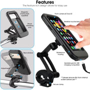 Stock Preferred Motorcycle Phone Mount, Adjustable 360 Rotation, Waterproof, Anti-Shock, Touchscreen Compatible, Black