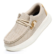 Blikcon Boys Girls Slip-On Casual Boat Shoes Light-Weight Lace Up Loafers Brown 5 Big Kid