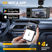 NEXPOW K02 3 Channel 5G WiFi Dash Cam Front Rear Cabin, 4K+1080P+1080P GPS Dash Camera for Car with 64GB Card