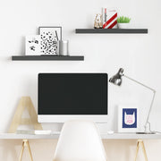 Ballucci Floating Shelf Set of 2, 24 in Long, 6 in Deep, White Engineered Wood with Invisible Metal Brackets, HAFS02W-2