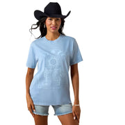 ARIAT Women's No Longer Afraid T-Shirt, Ashleigh Blue Mineral Wash, 100% Cotton, Relaxed Boyfriend Fit