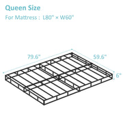 Lutown-Teen Queen Box Spring Bed Base, 6 Inch Heavy Duty Metal Mattress Foundation, Noise Free, Black Fabric Cover, 3000 lb Capacity, Foldable, Easy Assembly