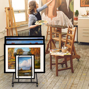 IAJXWI Large Art Canvas Storage Rack, Adjustable Slots, Metal, Black, 33.5 x 17.3 x 27 in, Y05M3092