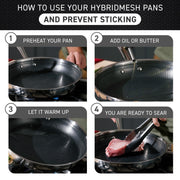 T-fal Ceramic HybridMesh Stainless Steel 3 Quart Saut Pan, Heavy-Duty Tri-Ply Construction, Metal Utensil Safe, Cast Riveted Handle, Oven Safe with Glass Lid