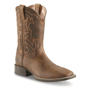 Ariat Mens Sport Outdoor Western Boot, Full-Grain Leather, Distressed Brown, 11 in Shaft, Square Toe, 1.5 in Heel, 10038330