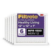 3M Filtrete HVAC Furnace Air Filter, MPR 1500, MERV 12, Advanced Allergen Reduction, 12x12x1, 6-Pack