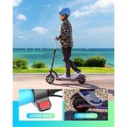 MIHOVER Electric Scooter for Kids, 180W Motor, 10 mph Speed, Adjustable Handlebar, LED Lights, 6.5-Inch Solid Wheels, Silvery