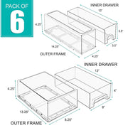 Sorbus Clear Stackable Storage Drawers, 2 Medium and 4 Small Plastic Organizer Bins with Handles
