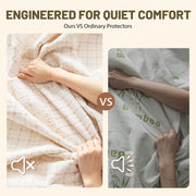 Welfibr Full Size Organic Cotton Mattress Protector, 100% Waterproof, Breathable, Noiseless Fitted Sheet with 6-18 in Deep Pocket, Ivory