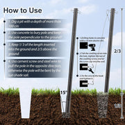 Fly Hawk Shade Sail Poles Kit 2Pcs, 9ft Heavy Duty Sun Shade Sail Pole Adjustable Metal, Black - Easy to Install