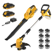 ZEGJAW ZJ523+220 10 Inch 2-in-1 Weed Wacker and Cordless Leaf Blower Combo Kit, 12 Inch String Trimmer Lawn Edger, 2x 2.0Ah Batteries, Charger