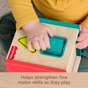 Fisher-Price Wooden Activity Cube, Multicolor Fine Motor Skill Development Toy for Babies 6 Months and Up
