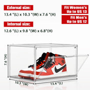 DAYOOH Transparent Plastic Shoe Storage Box with Magnetic Door, Stackable Sneaker Organizer, 2 Pack