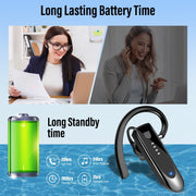 Aptkdoe Bluetooth Headset H08, Single-Ear Wireless Earpiece with ENC Noise Canceling Mic, 20H Talk Time, 180H Standby, Black