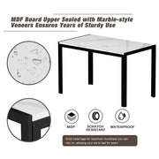 Segmart B1453 5 Piece Dining Room Table Set w/Faux Marble Table PU Leather Padded Chairs, White & Black