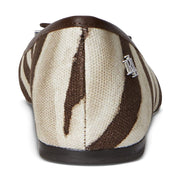Lauren Ralph Lauren Jayna Zebra-Print Canvas Flats with Feminine Bow, Padded Leather Insole, Leather Lining, Buffed Leather Outsole, Zebra/Dark Hickory