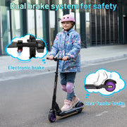 Hovermax H06C Foldable 150W Motor Max Speed 9.3 MPH Electric Scooter, Black & Purple