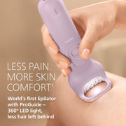 Philips Epilator Series 9000, Cordless Wet and Dry Electric Epilator with ProGuide 360 Visibility, 32 Ceramic Tweezers, 9 Accessories, Purple, BRE728/00