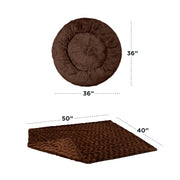 Best Friends by Sheri Calming Lux Donut Cuddler Pet Bed Bundle with Orthopedic Support, Dark Chocolate, Large 36x36, 4977