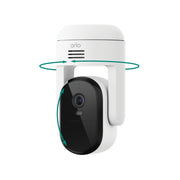 Arlo Essential Pan Tilt Outdoor Security Camera 2K Resolution, Wired Plug-In Power, 360 Pan, 180 Tilt, Dual-Band Wi-Fi, Color Night Vision, Two-Way Audio, Integrated Siren, White