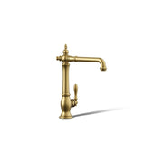 Kohler Artifacts Kitchen Faucet, Single Handle, Victorian-Inspired Design, Vibrant Brushed Moderne Brass, Deck Mounted, 1.5 GPM, 8.5 in Swing Spout Reach, 99266-2MB